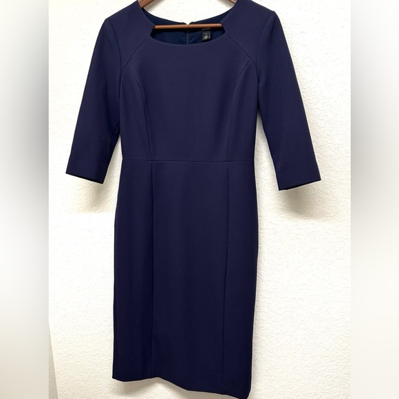 Halogen Navy Stretch Sheath Dress - Size 6 - Picture 1 of 8